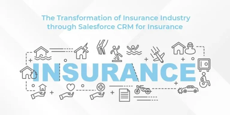 Visual representation of the insurance industry's transformation via Salesforce CRM, highlighting innovation and efficiency in sales.