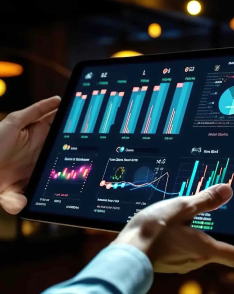 A professional reviewing the health of the current ServiceNow platform through an interactive dashboard on a tablet.