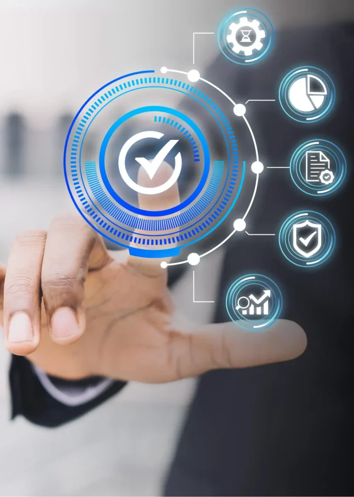 A professional's hand interacts with various ServiceNow configurations, symbolized by icons representing different ServiceNow configuration services.