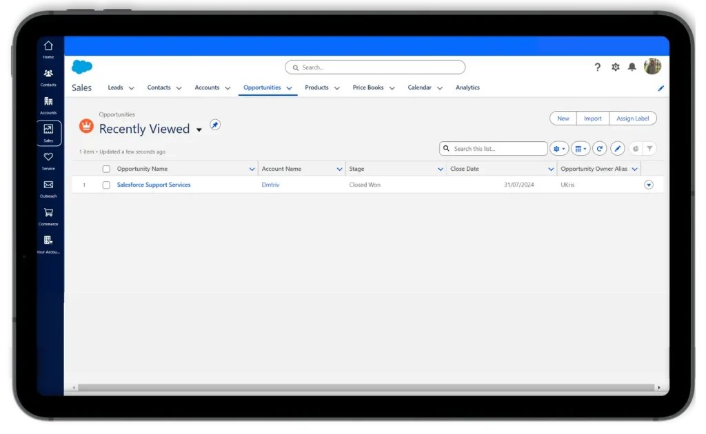 The opportunity window in the Salesforce CPQ instance to export a proposal document.