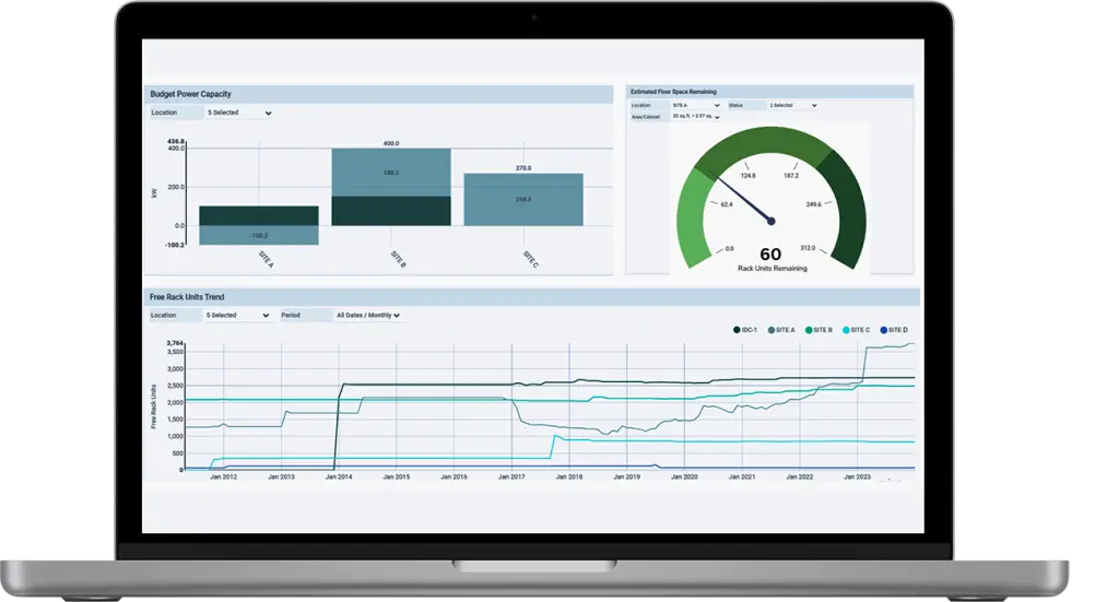 A dashboard to configure, track, and monitor data center assets for efficient asset management.