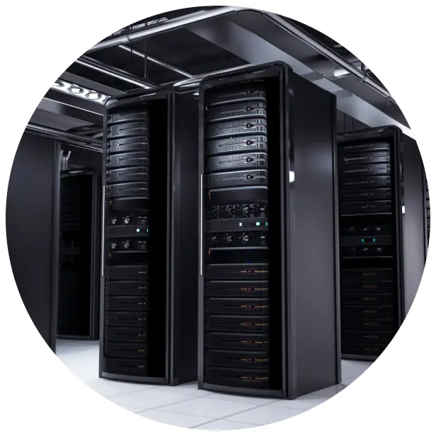 a group of black servers in a room